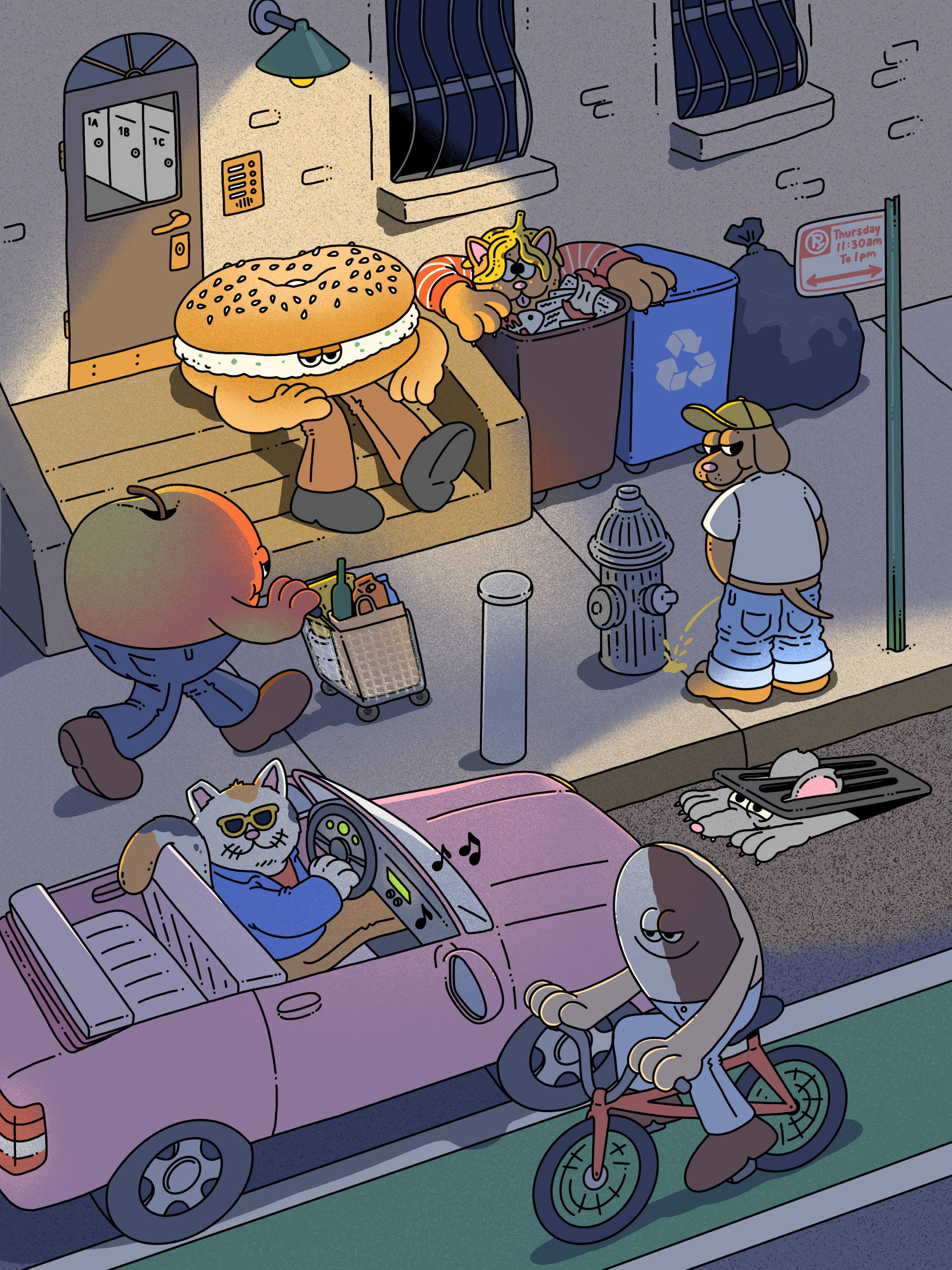'Nighttime Street Scene' Print