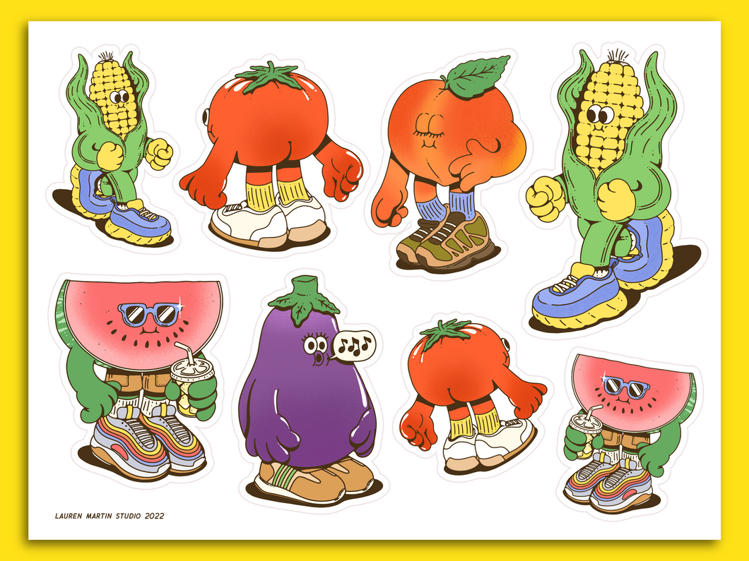 'Fruits N' Veggies' Sticker Sheet